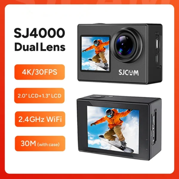 SJCAM SJ4000 Dual Screen 4K Action Camera 30M Waterproof Anti-Shake HD Sports Video Action Cameras Motorcycle Bicycle Helmet