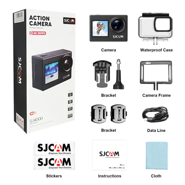 SJCAM SJ4000 Dual Screen 4K Action Camera 30M Waterproof Anti-Shake HD Sports Video Action Cameras Motorcycle Bicycle Helmet - Image 6