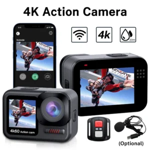 Deelife Action Cam 4K Stabilized Sports Camera WiFi Anti-shake 2inch Touch Screen Waterproof Action Camera with Remote Control
